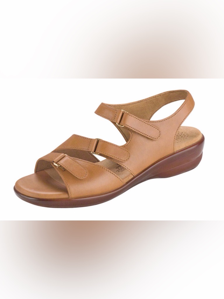 Sas Tabby Slingback Caramel Brown Leather Sandals Size 7n